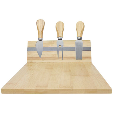 Mancheg Bambus Käseplatte mit Besteck magnetisch, natural bedrucken, Art.-Nr. 11330206