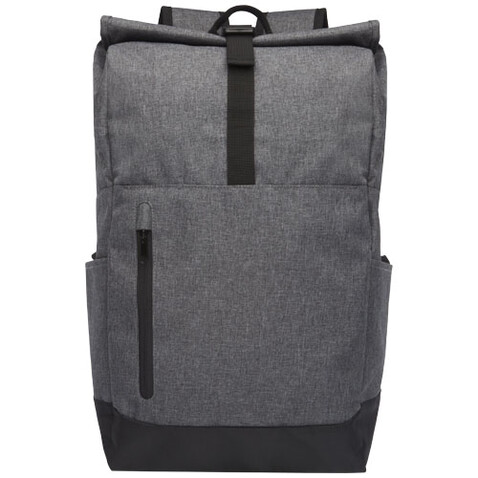 Hoss 15,6&quot; GRS recycelter Rolltop Laptop-Rucksack 12L, heather grau, schwarz bedrucken, Art.-Nr. 12054880