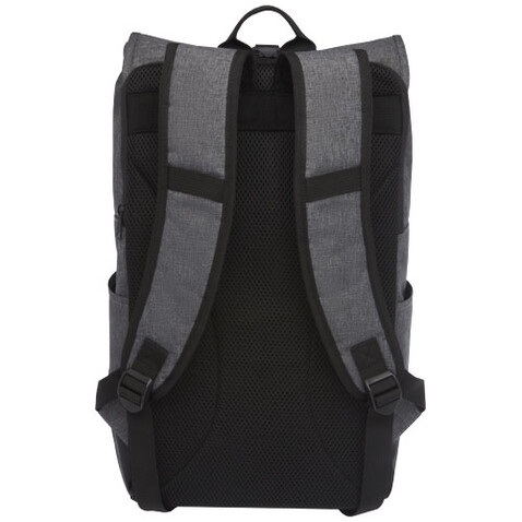 Hoss 15,6&quot; GRS recycelter Rolltop Laptop-Rucksack 12L, heather grau, schwarz bedrucken, Art.-Nr. 12054880