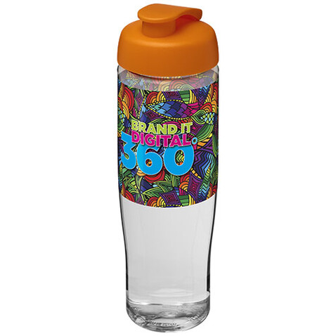 H2O Active® Tempo 700 ml Sportflasche mit Klappdeckel, transparent, orange bedrucken, Art.-Nr. 21004007