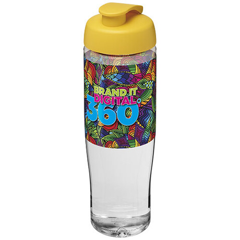 H2O Active® Tempo 700 ml Sportflasche mit Klappdeckel, transparent, gelb bedrucken, Art.-Nr. 21004010