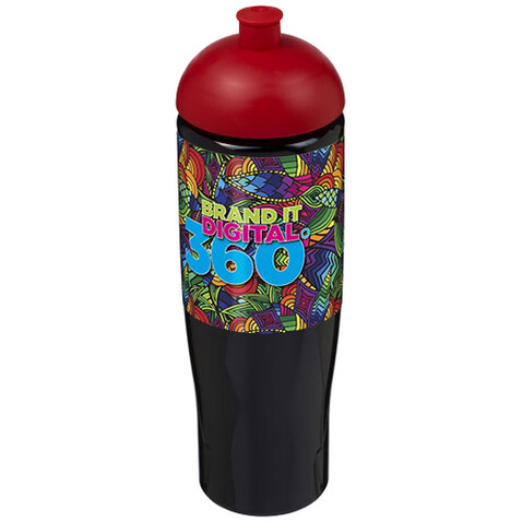 H2O Active® Tempo 700 ml Sportflasche mit Stülpdeckel, schwarz, rot bedrucken, Art.-Nr. 21004214