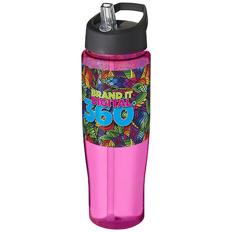 H2O Active® Tempo 700 ml Sportflasche mit Ausgussdeckel, rosa, schwarz bedrucken, Art.-Nr. 21004406