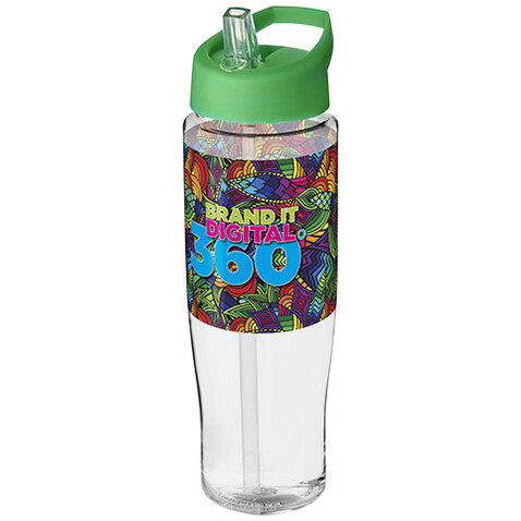 H2O Active® Tempo 700 ml Sportflasche mit Ausgussdeckel, transparent, grün bedrucken, Art.-Nr. 21004420