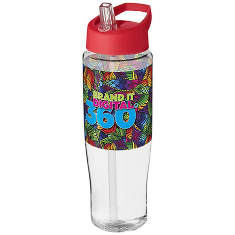 H2O Active® Tempo 700 ml Sportflasche mit Ausgussdeckel, transparent, rot bedrucken, Art.-Nr. 21004425