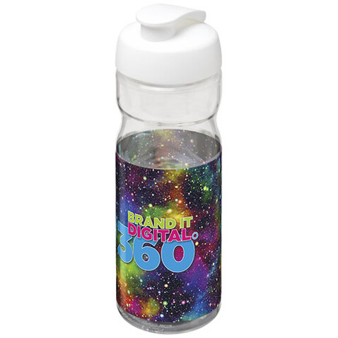 H2O Active® Base 650 ml Sportflasche mit Klappdeckel, transparent, weiss bedrucken, Art.-Nr. 21004501 H2O Active® Base 650 ml Sportflasche mit Klappdeckel, transparent, weiss bedrucken, Art.-Nr. 21004501