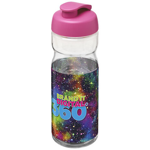 H2O Active® Base 650 ml Sportflasche mit Klappdeckel, transparent, rosa bedrucken, Art.-Nr. 21004508 H2O Active® Base 650 ml Sportflasche mit Klappdeckel, transparent, rosa bedrucken, Art.-Nr. 21004508