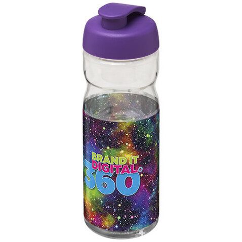 H2O Active® Base 650 ml Sportflasche mit Klappdeckel, transparent, lila bedrucken, Art.-Nr. 21004509