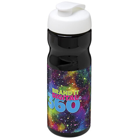 H2O Active® Base 650 ml Sportflasche mit Klappdeckel, schwarz, weiss bedrucken, Art.-Nr. 21004512