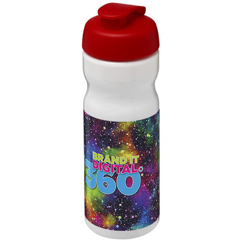 H2O Active® Base 650 ml Sportflasche mit Klappdeckel, weiss, rot bedrucken, Art.-Nr. 21004518