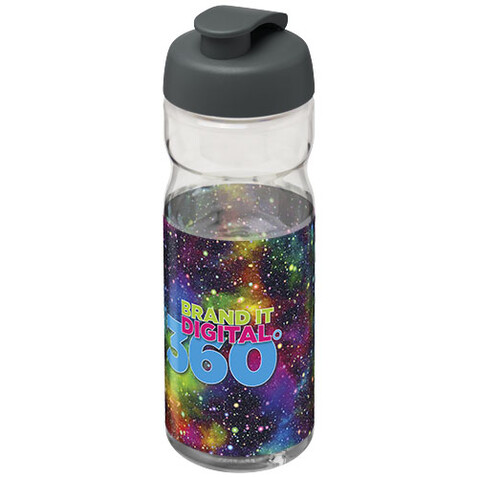 H2O Active® Base 650 ml Sportflasche mit Klappdeckel, transparent, grau bedrucken, Art.-Nr. 21004523 H2O Active® Base 650 ml Sportflasche mit Klappdeckel, transparent, grau bedrucken, Art.-Nr. 21004523