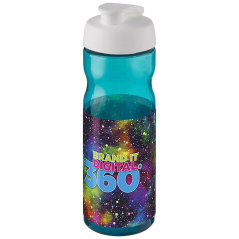 H2O Active® Base 650 ml Sportflasche mit Klappdeckel, aquablau, weiss bedrucken, Art.-Nr. 21004524