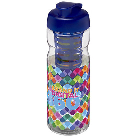 H2O Active® Base 650 ml Sportflasche mit Klappdeckel und Infusor, transparent, blau bedrucken, Art.-Nr. 21004601 H2O Active® Base 650 ml Sportflasche mit Klappdeckel und Infusor, transparent, blau bedrucken, Art.-Nr. 21004601