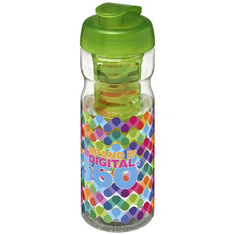 H2O Active® Base 650 ml Sportflasche mit Klappdeckel und Infusor, transparent, limone bedrucken, Art.-Nr. 21004603
