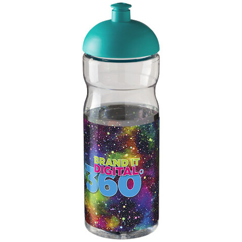 H2O Active® Base 650 ml Sportflasche mit Stülpdeckel, transparent, aquablau bedrucken, Art.-Nr. 21004705