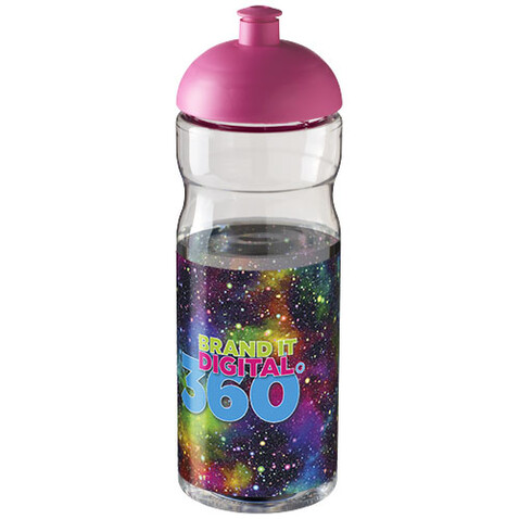 H2O Active® Base 650 ml Sportflasche mit Stülpdeckel, transparent, rosa bedrucken, Art.-Nr. 21004708