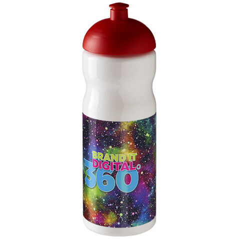 H2O Active® Base 650 ml Sportflasche mit Stülpdeckel, weiss, rot bedrucken, Art.-Nr. 21004718