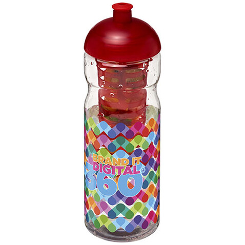H2O Active® Base 650 ml Sportflasche mit Stülpdeckel und Infusor, transparent, rot bedrucken, Art.-Nr. 21004802