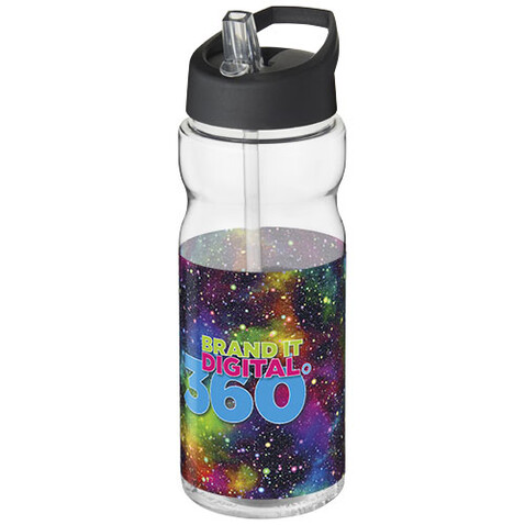 H2O Active® Base 650 ml Sportflasche mit Ausgussdeckel, transparent, schwarz bedrucken, Art.-Nr. 21004900