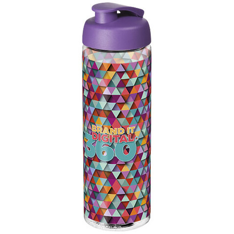 H2O Active® Vibe 850 ml Sportflasche mit Klappdeckel, transparent, lila bedrucken, Art.-Nr. 21009409