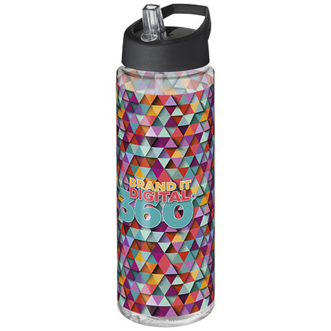 H2O Active® Vibe 850 ml Sportflasche mit Ausgussdeckel, transparent, schwarz bedrucken, Art.-Nr. 21009600
