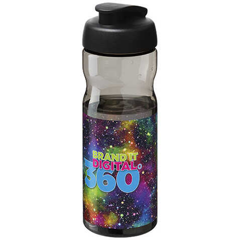 H2O Active® Base Tritan™ 650 ml Sportflasche mit Klappdeckel, kohle, schwarz bedrucken, Art.-Nr. 21043600