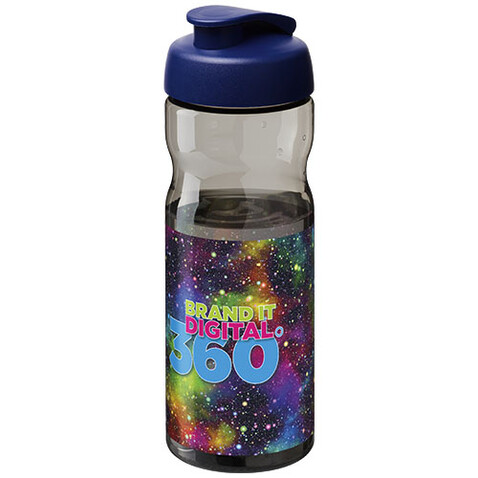 H2O Active® Base Tritan™ 650 ml Sportflasche mit Klappdeckel, kohle, blau bedrucken, Art.-Nr. 21043603