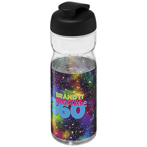 H2O Active® Base Tritan™ 650 ml Sportflasche mit Klappdeckel, transparent klar, schwarz bedrucken, Art.-Nr. 21043613 H2O Active® Base Tritan™ 650 ml Sportflasche mit Klappdeckel, transparent klar, schwarz bedrucken, Art.-Nr. 21043613