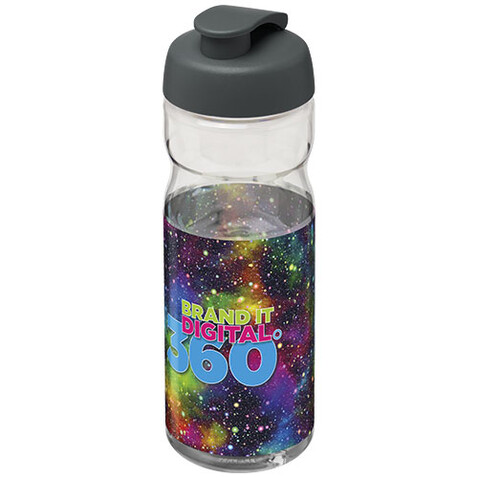 H2O Active® Base Tritan™ 650 ml Sportflasche mit Klappdeckel, transparent klar, grau bedrucken, Art.-Nr. 21043617 H2O Active® Base Tritan™ 650 ml Sportflasche mit Klappdeckel, transparent klar, grau bedrucken, Art.-Nr. 21043617