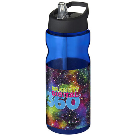 H2O Active® Base Tritan™ 650 ml Sportflasche mit Ausgussdeckel, blau, schwarz bedrucken, Art.-Nr. 21043705