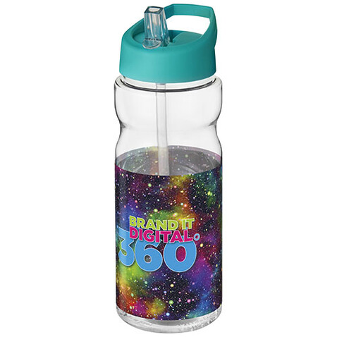H2O Active® Base Tritan™ 650 ml Sportflasche mit Ausgussdeckel, transparent klar, aquablau bedrucken, Art.-Nr. 21043713