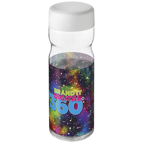 H2O Active® Base Tritan™ 650-ml-Sportflasche mit Drehdeckel, transparent klar, weiss bedrucken, Art.-Nr. 21043808