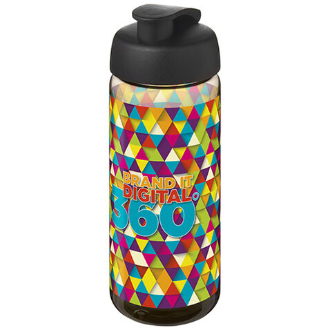 H2O Active® Octave Tritan™ 600-ml-Sportflasche mit Klappdeckel, kohle, schwarz bedrucken, Art.-Nr. 21044500
