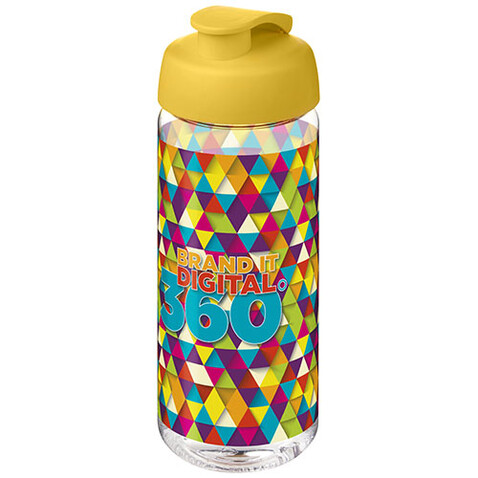 H2O Active® Octave Tritan™ 600-ml-Sportflasche mit Klappdeckel, transparent klar, gelb bedrucken, Art.-Nr. 21044514 H2O Active® Octave Tritan™ 600-ml-Sportflasche mit Klappdeckel, transparent klar, gelb bedrucken, Art.-Nr. 21044514
