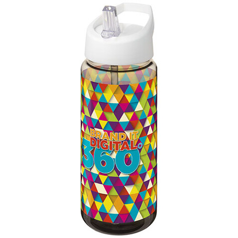 H2O Active® Octave Tritan™ 600 ml Sportflasche mit Ausgussdeckel, kohle, weiss bedrucken, Art.-Nr. 21044600