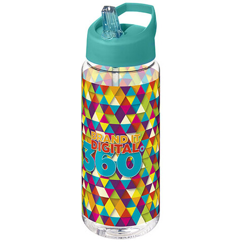H2O Active® Octave Tritan™ 600 ml Sportflasche mit Ausgussdeckel, transparent klar, aquablau bedrucken, Art.-Nr. 21044613