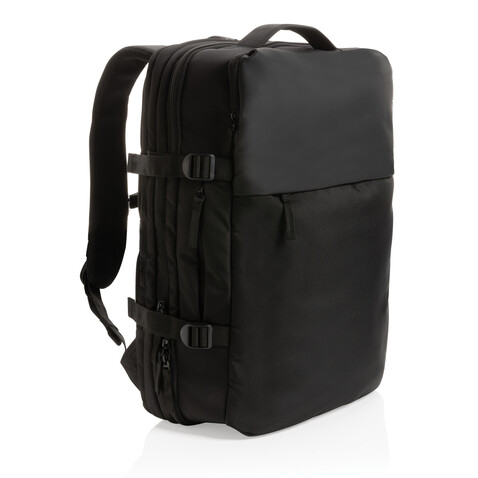 Swiss Peak AWARE™ RPET 15.6&quot; erweiterbarer Wochenendrucksack schwarz bedrucken, Art.-Nr. P762.791