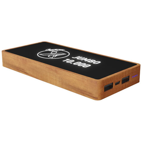 SCX.design P46 10.000 mAh wireless Powerbank aus Holz, braun bedrucken, Art.-Nr. 1PX09971