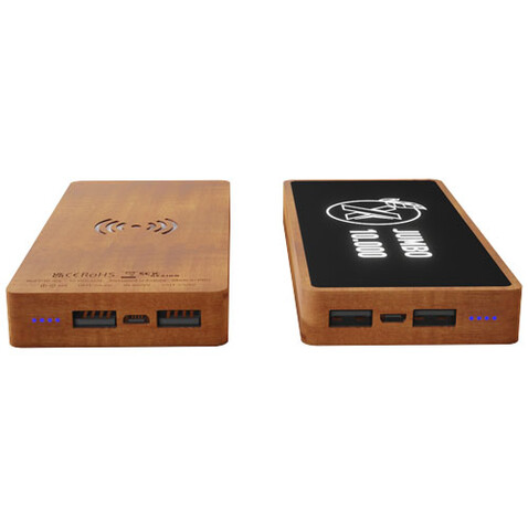 SCX.design P46 10.000 mAh wireless Powerbank aus Holz, braun bedrucken, Art.-Nr. 1PX09971