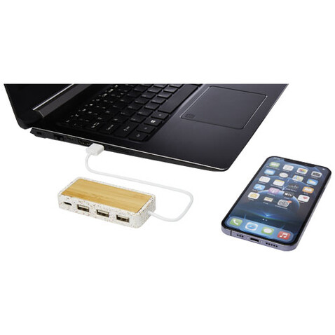 Terrazzo USB 2.0 Hub, natur bedrucken, Art.-Nr. 12427706
