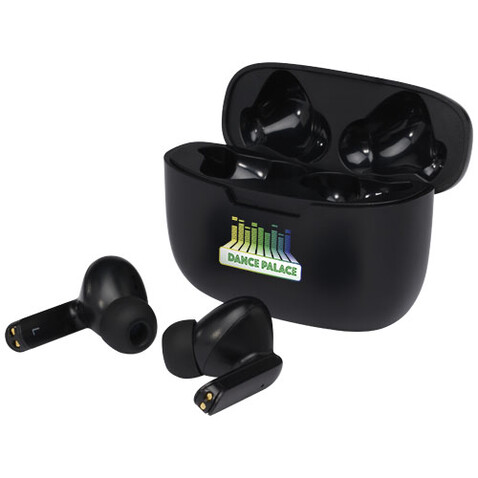 Essos 2.0 True Wireless Auto-Pair-Ohrhörer mit Etui, schwarz bedrucken, Art.-Nr. 12429090