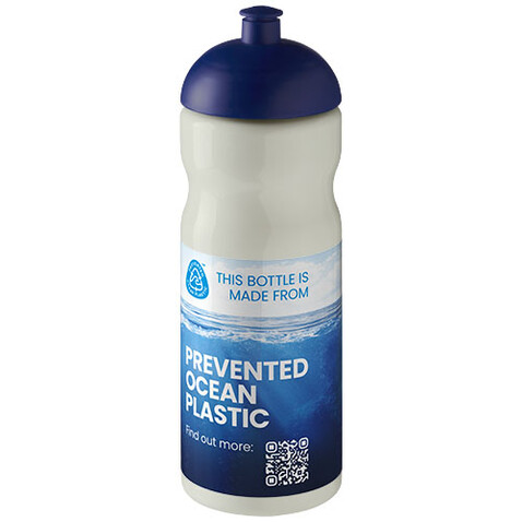 H2O Active® Eco Base 650 ml Sportflasche mit Stülpdeckel, elfenbeinweiß, blau bedrucken, Art.-Nr. 21009840