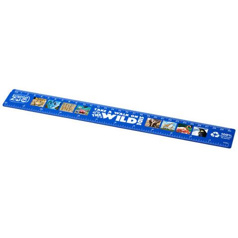 Refari 30 cm Lineal aus recyceltem Kunststoff, blau bedrucken, Art.-Nr. 21046852