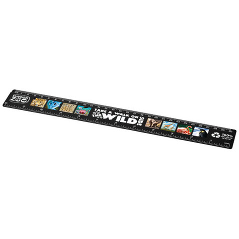 Refari 30 cm Lineal aus recyceltem Kunststoff, schwarz bedrucken, Art.-Nr. 21046890