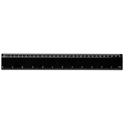 Refari 30 cm Lineal aus recyceltem Kunststoff, schwarz bedrucken, Art.-Nr. 21046890