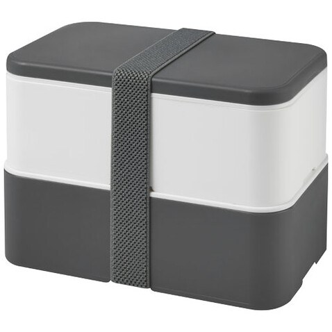 MIYO Doppel-Lunchbox, grau, weiss, grau bedrucken, Art.-Nr. 21047001
