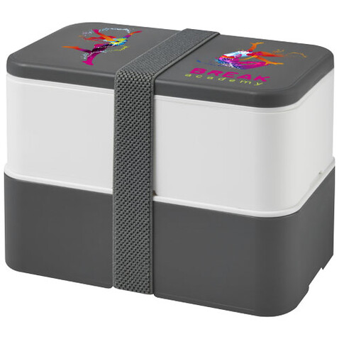 MIYO Doppel-Lunchbox, grau, weiss, grau bedrucken, Art.-Nr. 21047001