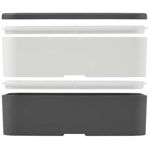 MIYO Doppel-Lunchbox, grau, weiss, grau bedrucken, Art.-Nr. 21047001