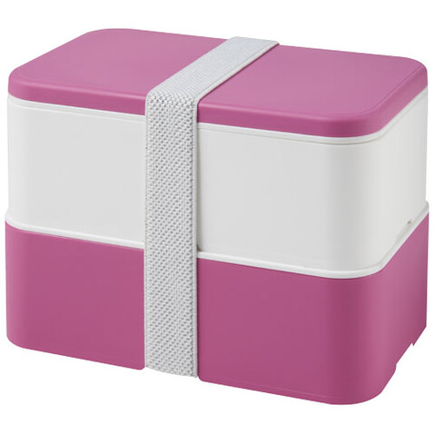 MIYO Doppel-Lunchbox, rosa, weiss, weiss bedrucken, Art.-Nr. 21047004