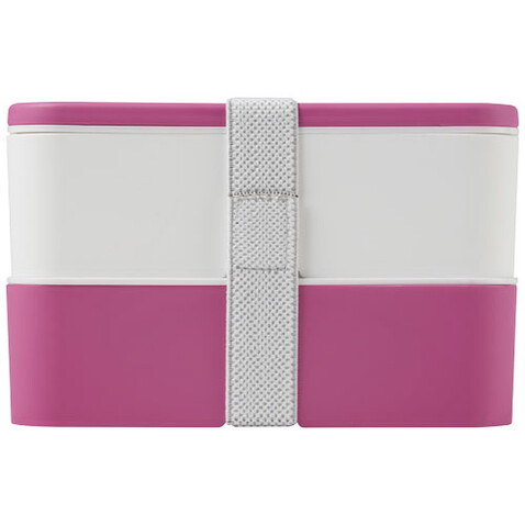 MIYO Doppel-Lunchbox, rosa, weiss, weiss bedrucken, Art.-Nr. 21047004